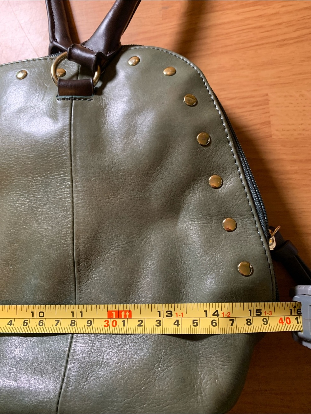 Tignanello Leather Mohave Dome Shopper Bag Olive Green - Picture 12 of 15